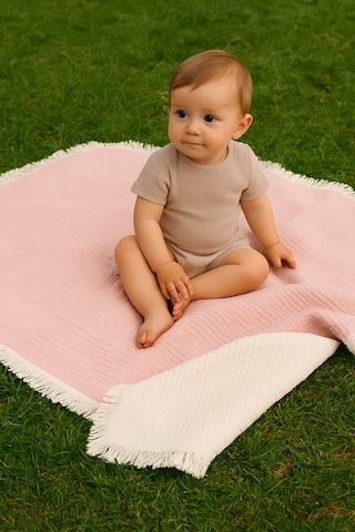 Elyaflı Müslin Battaniye 100x120 Cm Pembe