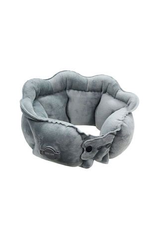 Pıctet.fıno Rh66 Kristal Kadife Şişme Boyun Yastığı Seyahat Dostu Taşınabilir Boyun Yastığı Gri