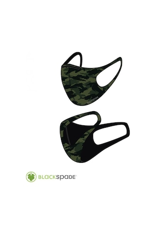 BLACKSPADE Unisex Koruyucu Maske Yeşil Kamo L