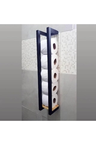 Kuzela Metal Ahşap Banyo Havluluk Raf Vetuvalet Kağıtlığı Rafı Ceviz