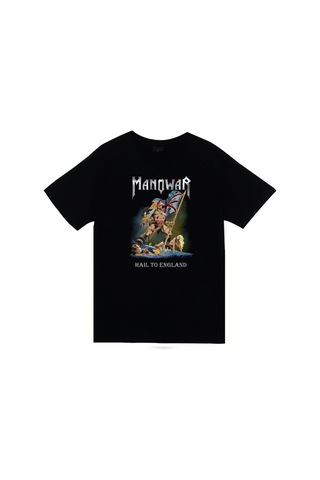 Unisex Siyah Manowar Baskılı T-shirt SIYAH