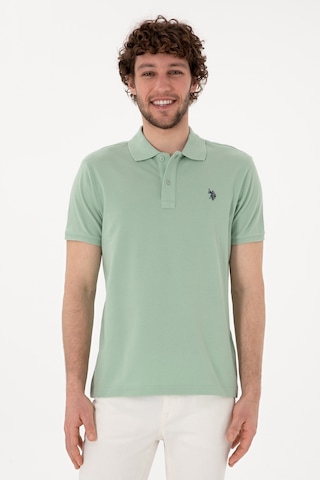 U.S. Polo Assn. Erkek Slim Fit Polo Yaka Su Yeşili Basic Tişört 50297984-VR048