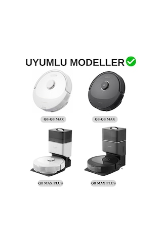 Roborock Q8 Max, Q8 Max Plus Beyaz Uyumlu Yedek Fırça Hepa Filtre Mop Seti-16 Parça