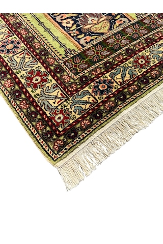 Burak Halı El Dokuma Sıfır Bünyan Seccade 88x140 Yeşil Kök Boya Namazlık