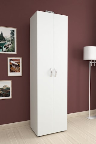 Bofigo 5 Raflı 2 Kapaklı Klasörlük Dolabı Mutfak Dolabı Banyo Dolabı Çok Amaçlı Dolap Cansu Beyaz