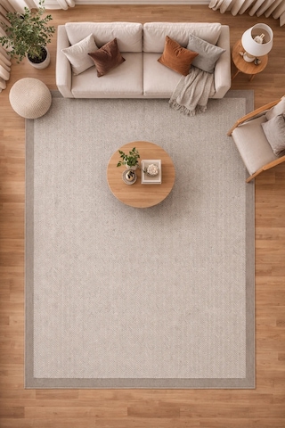 Mess Modern Dekoratif Yumuşak Dokulu Sisal Halı 3939 Krem Vizon Çok Renkli