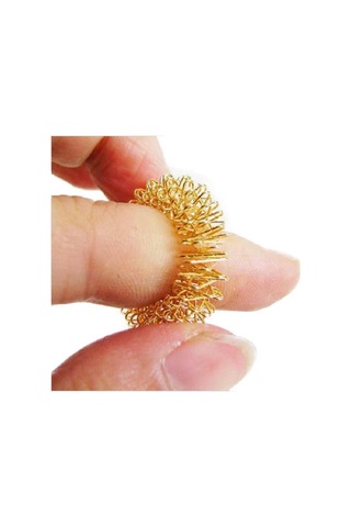 Unisex Batmayan İğneli Reiki Sujok Yüzüğü Masaj Stres Esnek Yaylı Akupunktur Yüzük Altın Renk Altın
