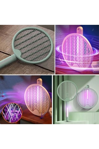 Tenis Raketi Tipi Masaüstü Olabilen Gece Lambalı Sinek Kovucu,öldürücü Raket Çok Renkli