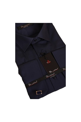 Dicotto Lacivert Dar Kesim Micro Kumaş Kol Düğmeli Slim Fit Erkek Gömlek - 201-12 001