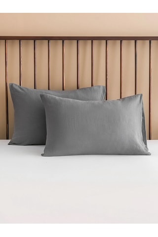 Antrasit Basic Pamuklu Yastık Kılıfı 2'li 50x70 Cm