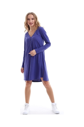 Self Clothing Kadın Tunik Elbise Düğmeli Yan Yırtmaçlı Mor