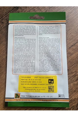 Paşa Tohumculuk Biber Tohumu Yalova Çorbacı Sarı Sivri 5 Gr