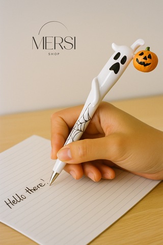 Halloween Tükenmez Kalem Gerçekçi Figür Desenli Dekoratif Kalem 16cm Beyaz