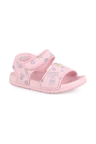 Pepino Kız Bebek Sandalet Pembe Sevimli Çizim Desenli Çift Cırt Cırtlı Hafif Esnek Taban Havuz Deniz Yazlık 1980 Pudra