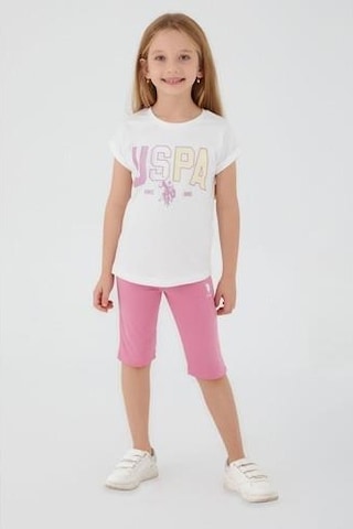 Kız Çocuk Bermuda Tayt Takım Krem