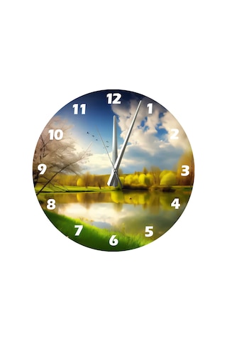 Ti-play Yeşil Berrak Ve Kuşlar 30x30cm Akrilik Dekoratif Modern Duvar Saati ÇOk Renkli
