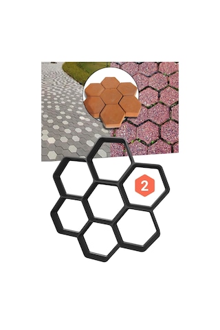 Zemin Kaplama Kalıbı Beton Tuğla Kalıbı Bahçe Parke Taş Kalıbı 46x46 Cm Altıgen Petek 2 Adet