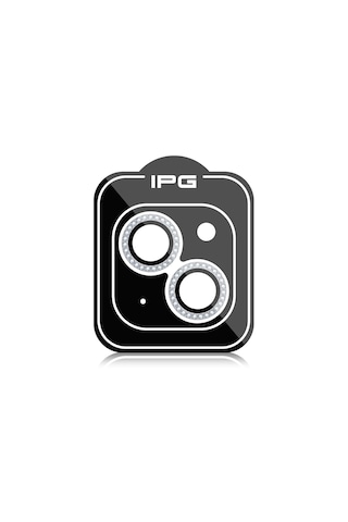 Apple Uyumlu iPhone 14 / 14 Plus İçin Ipg Kamera Lens Koruyucu - Taşlı - Gümüş