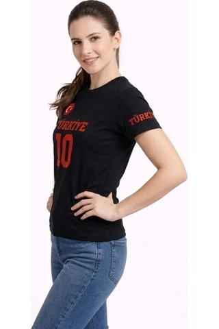 Alyn Wear Türkiye Ay Yıldız Baskılı 10 Numara Forma Tişört Taraftar T-shirt - Siyah