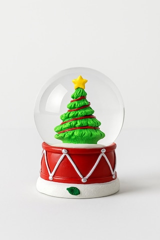 2026 Yılbaşı Noel Süslü Çam Ağacı Temalı Mini Boy Işıklı Kar Küresi 6.5 Cm A