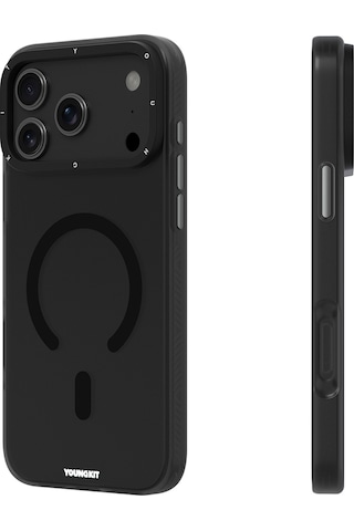 Apple Uyumlu iPhone 17 Pro Max Kılıf M-safe Şarj Özellikli Youngkit Hidden Sand Serisi Kapak Siyah Siyah