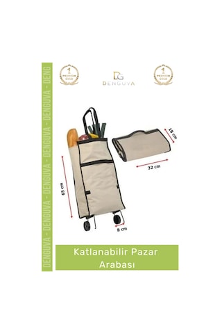 Pazararabası Pratik Fonksiyonel Tekerlekli Alışveriş Taşıma Çantası Kamp Katlanabilir Pazar Arabası