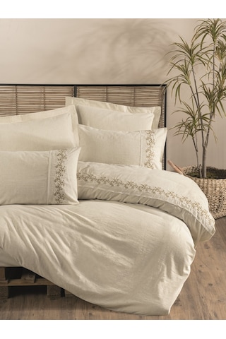 Cotton Box Cotton Keten Çift Kişilik Nevresim Takımı Darian Bej