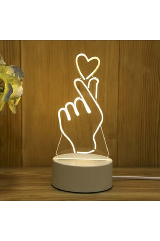 3d Gece Lambası Usb Renkli Uzaktan Kumanda - Kalp Diğer