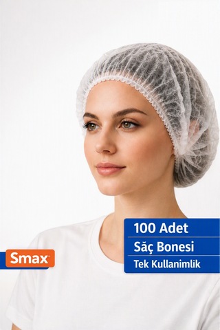 Saç Bonesi Bone Beyaz Tek Kullanımlık 100 Lü Paket Medikal Bone Tek Kullanımlık Saç Bonesi 100 Lü