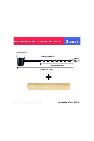 Kangvka Orman Hayatı İçin Çok Fonksiyonlu El Matkapı - Islak Ahşap Ve Ağaçlarda Derin Delikler - 10x230mm Uç + Ahşap Çubuk