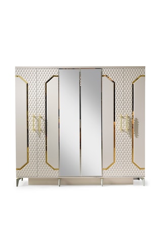 Milano Yatak Odası-mdf-kum Beji-6 Kapaklı Ve Aynalı-bazasız Traversli