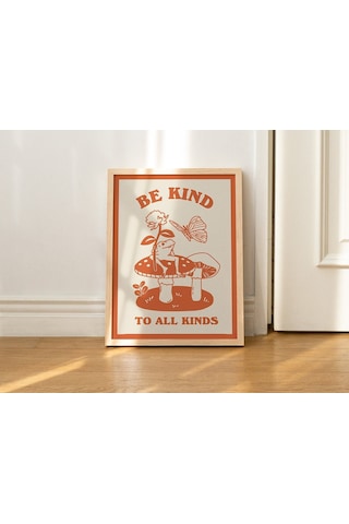 Nazik Olun Duvar, Mantar Dekoru, Sevimli Kurbağa