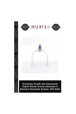 Premium Pratik Set Ekonomik Paket Klinik Ürünü Hacamat 6 Numara Hacamat Kupası 100 Adet