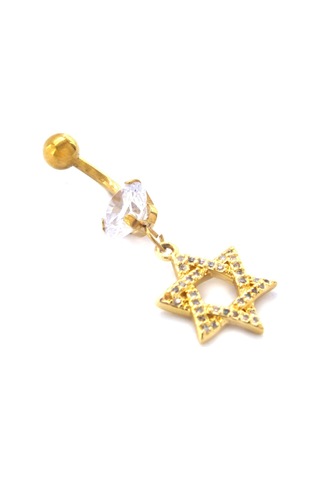 Ferizz Altın Kaplama Zirkon Taşlı Pentagram Piercing Prc-125 Altın