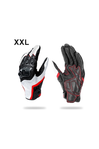 Jeehugo Motosiklet Tam Parmak Eldiveni Beyaz Xxl - Akrilik Fiber Eklem Korumalı, Soluk, Dokunmatik Ekran Uyumlu