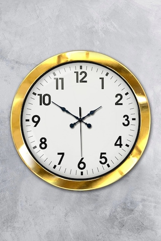 36 Cm Gold Metal Standart Duvar Saati Çok Renkli