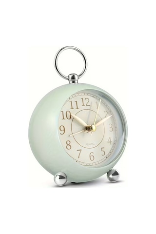 Dekoratif Yuvarlak Alarmlı Ve Işıklı Masa Saati Yeşil