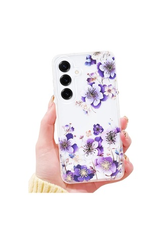 Samsung Galaxy Uyumlu S24 Kılıf Solmayan Imd Baskı Desenli, Şeffaf Tpu+pc Botanik Kapak