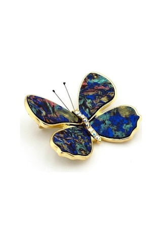 Solfera Renkli Kanatlı Kelebek Parlak Zirkon Taşlı Rozet Broş Rz158