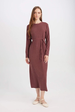 DeFacto Regular Fit Bürümcük Uzun Kollu Midi Elbise D5024AX24AUBR467 Bordo