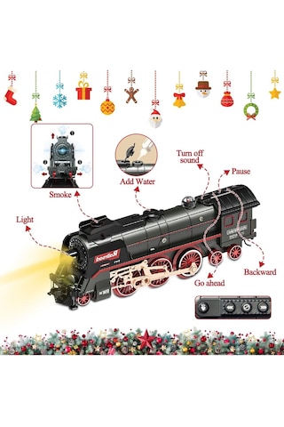 Hitish Elektrikli Tren Seti, Gerçekçi Işık, Ses Ve Duman Efektli Buharlı Lokomotif, Noel Hediyesi Taşıtlar & Kumandalı Araçlar