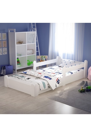 Tuliplife Montessori Karyola Beyaz 90x190 Yatak Uyumlu Oval Kesim Çocuk Yatağı-Tlp-215
