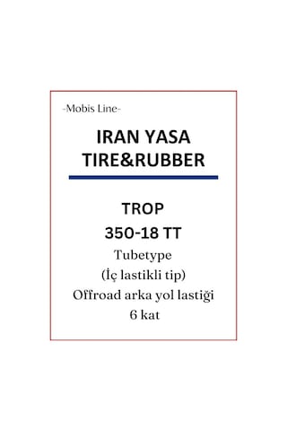 Iran Yasa Tıre&Rubber 350-18 Tt Tr Op (İç Lastikle Kullanıma Uygundur.) Offroad Arka Yol/Toprak Motosiklet Lastiği