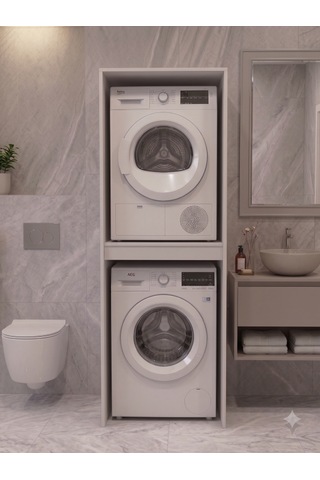 Netto Çamaşır & Kurutma Makine Dolabı Çok Amaçlı Dolap Banyo Dolabı Beyaz