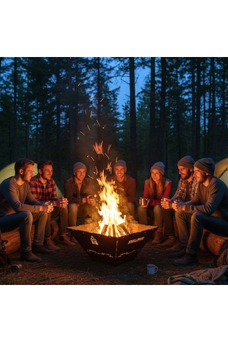 Kamp Ayısı Firenest : Basic Taşınabilir Ateş Çukuru - 3mm Karbon Çelik, Çantalı