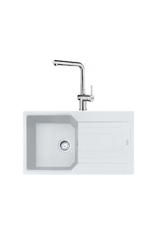 Franke Urban UBG 611-86 Bianco Granit Eviye - Active Plus Doccia Krom 2.0 Batarya Seti