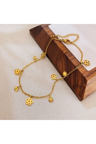 Sones Opk Gz196 Paslanmaz Çelik İskelet Çiçek Bileklik Altın