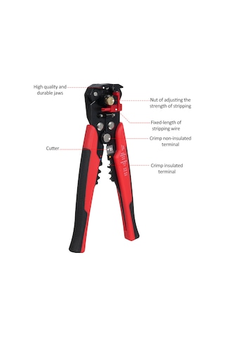 Symbee Profesyonel Kablo Soyma Ve Sıkma Pensesi + 700 Adet Yalıtımlı Terminal Seti - Kırmızı