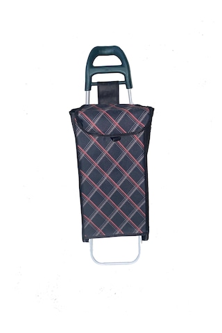 Tekerlekli Pazar Arabası Ve Çantası, Pazar Sepeti - Gri Siyah