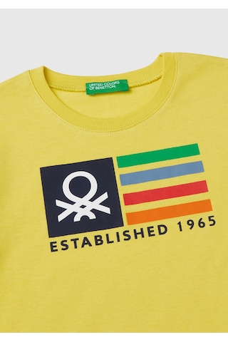 Erkek Çocuk Sarı Benetton Logo Baskılı T-shirt Sarı